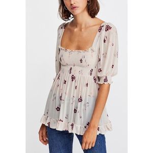 Free People Delta Dawn Top Floral Ivory
